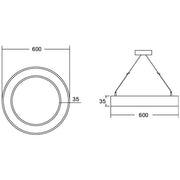 Brumberg Leuchten - Pendelleuchte LED-Pendel-Ringleuchte 13920164 D600mm, H35mm