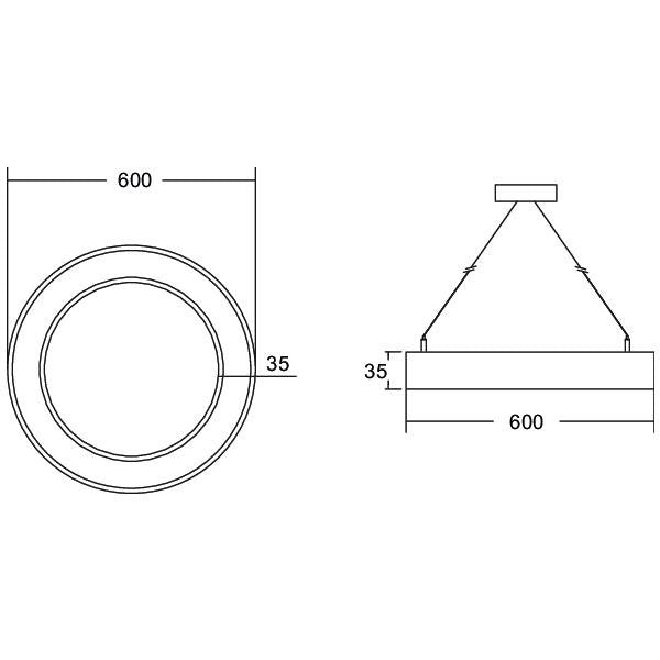 Brumberg Leuchten - Pendelleuchte LED-Pendel-Ringleuchte 13920164 D600mm, H35mm