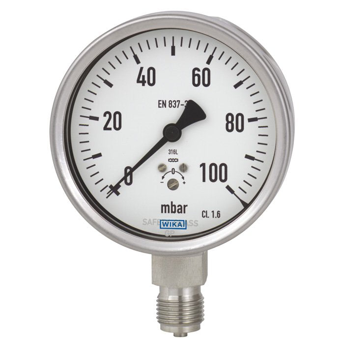 Wika Wiegand - Rohrfedermanometer KapsFedMano 632.50.100 VA 40028984 0..25mbar1/2NPTrue