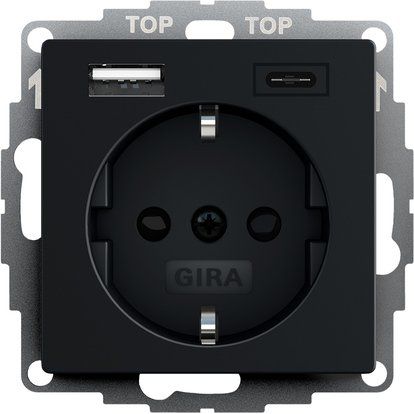 Gira - Steckdose Steckdose+USB 2459005 Schwarz