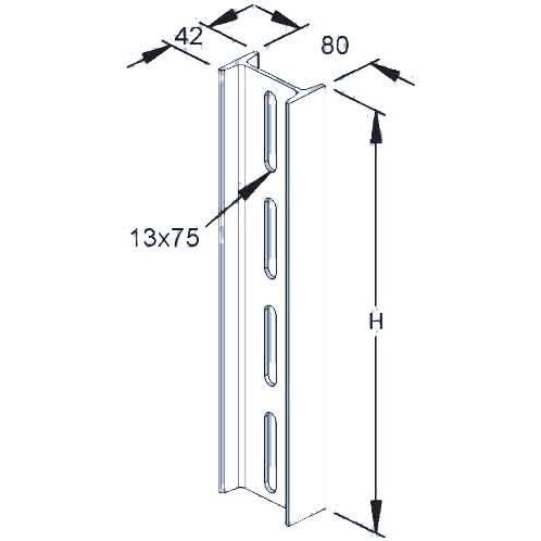 Rico - Stiel/Profilschiene H-Stiel I80 16A1-400 L=400mm o.Kopfplat