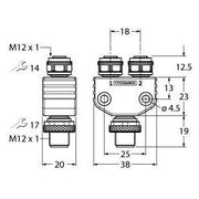 Turck - Passiver Sensor-/Aktor-Verteiler (mit Leitung) Y-Verterteiler o. Leitung VB2-FSM5-2FKM5 Stecker-2xKupplung