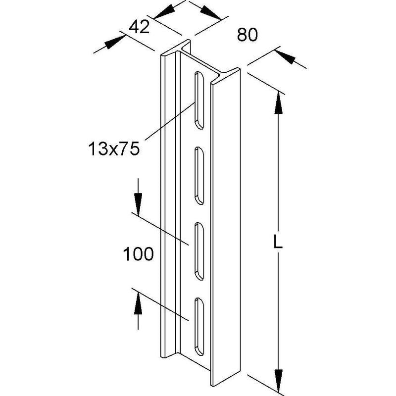 Niedax - Stiel/Profilschiene Profile I 80/1000 FL