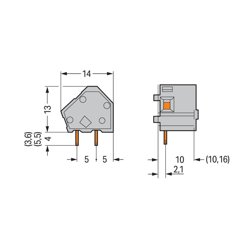 WAGO - Leiterplattenklemme Anreihbare Leiterplattenk. 236-601 2,5mm² − 100 Stück