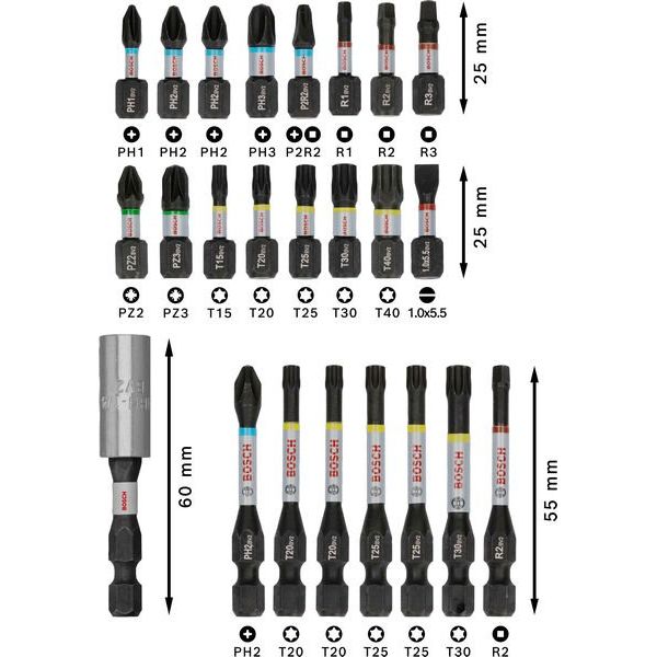 Bosch - Bit-Set PRO Impact Schrauberbit 2608521U75VE(24) Set, 24-tlg. − 3 Packung