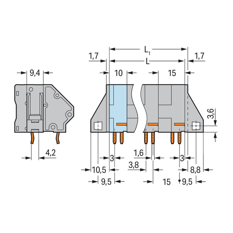 WAGO - Leiterplattenklemme 745-602/006-000 16mm² − 36 Stück