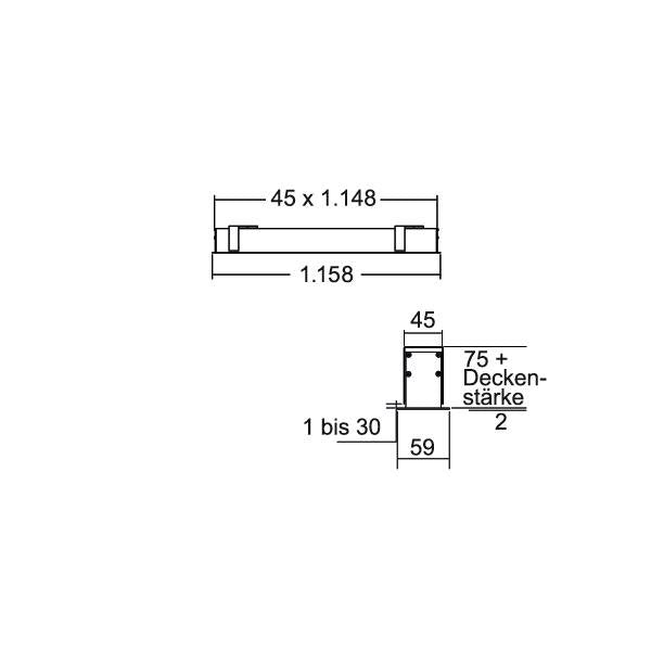 Brumberg Leuchten - Decken-/Wandleuchte Einbau-Profilleuchte 7427182016 1158 x 110 x 59mm