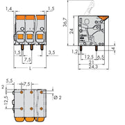 WAGO - Leiterplattenklemme 2606-1103 6mm²,gr − 80 Stück