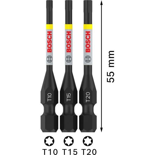 Bosch - Bit-Set PRO Impact Bit Set 2608521U54VE(3) T10 T15 T20 55 mm