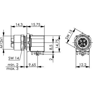 Telegärtner - Modularer Steckverbinder STX M12x1 EBB X-kod. 100007554 Cat.6A(IEC) 90 Grad − 10 Stück