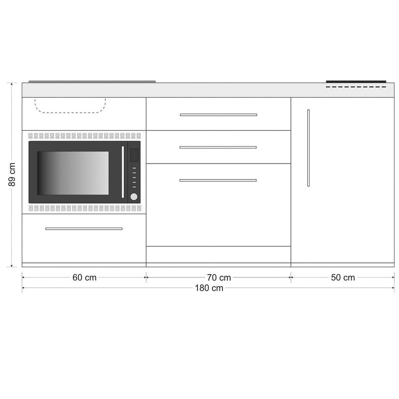 Stengel - Mini-Küche Miniküche Premiumline MPGSMOS180KSGSIKFrBl weiß