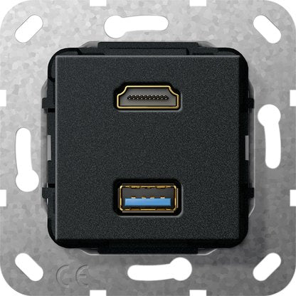 Gira - Einsatz/Abdeckung für Kommunikationstechnik UP Tragring HDMI und USB A 567810 swma Gender Changer