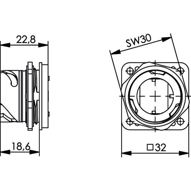 Telegärtner - Zubehör/Ersatzteile für modulares Anschlusssystem STX V1 Flansch 100022891 Metall