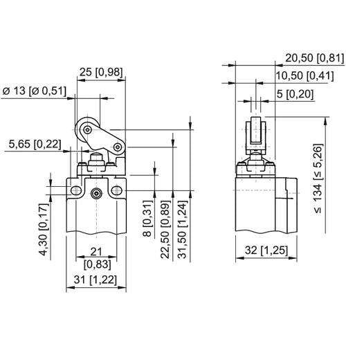 Stahl - Einzelpositionsschalter Positionsschalter 8060/2-5-WH-60 S/Ö überlapp Rollenh