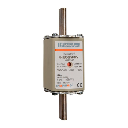 Mersen - Messersicherung Sicherungseinsatz NH aR NH1UD69V63PV Gr.1 63A sfü KM − 3 Stück