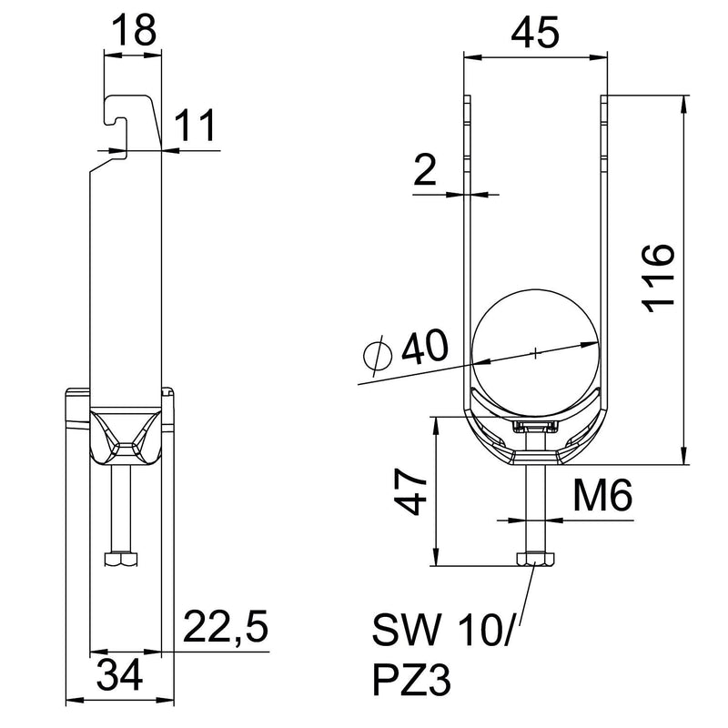 OBO Bettermann - Bügelschelle BS-U2-K-40 ALU 2-fach − 50 Stück