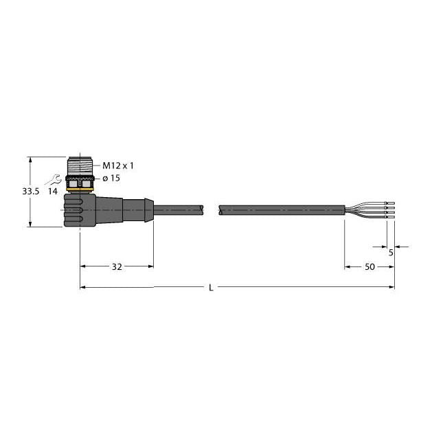 Turck - Konfektioniertes Sensor-Aktor-Kabel Aktuator- u. Sensorleitung WSC4.4T-3/TEL PVC