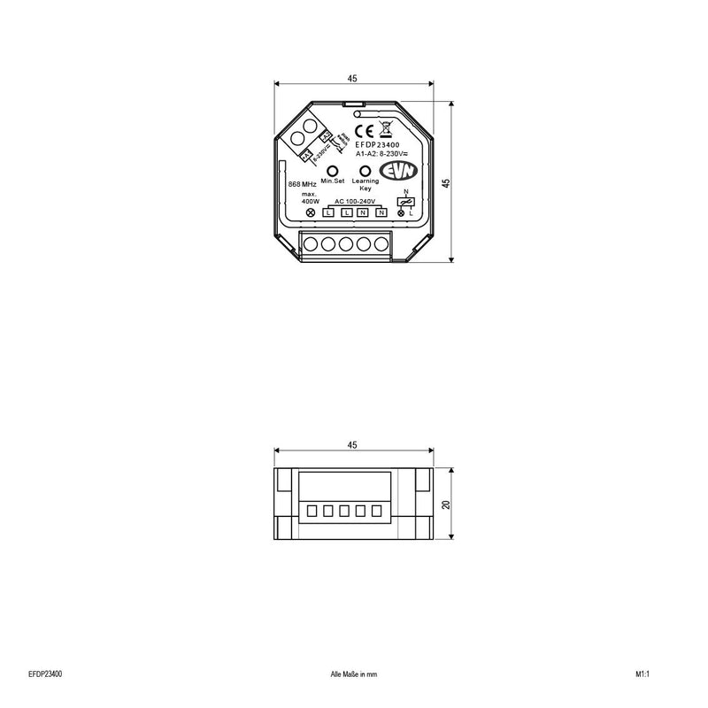 EVN Lichttechnik - Steuergerät für Leuchten Funk-Steuerung EFDP23400 400W, 100-240V/AC