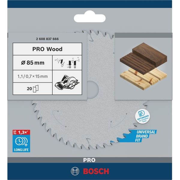 Bosch - Kreissägeblatt PRO Wood cordless 2608837666 Kreissägeblatt 85 x