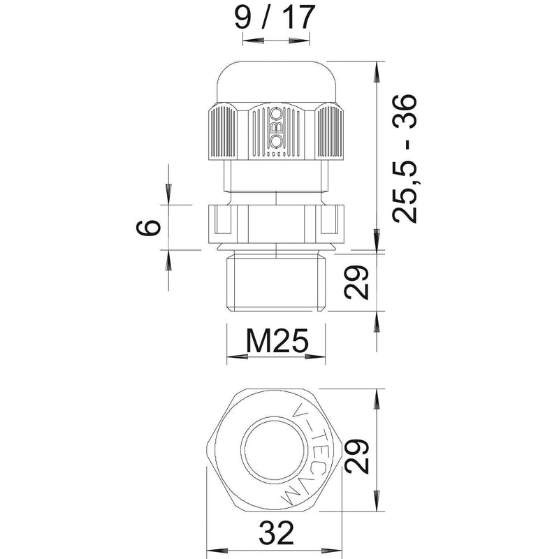 OBO Bettermann - Kabelverschraubung Ms-Verschraubung V-TEC VM LM25 MS M25 Langgewinde