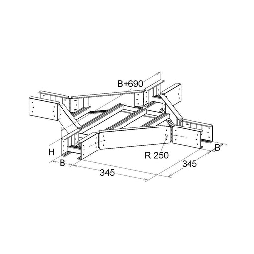 Niedax - Kreuzstück für Kabelleiter GFK-Kreuzung ULLX 80.400 80x400mm