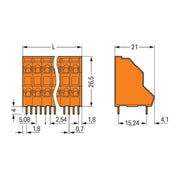 WAGO - Leiterplattenklemme DoppelstockLeiterplattenk. 736-416 2,5mm² − 21 Stück