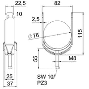 OBO Bettermann - Bügelschelle BS-H1-M-76 A4 70-76mm − 25 Stück