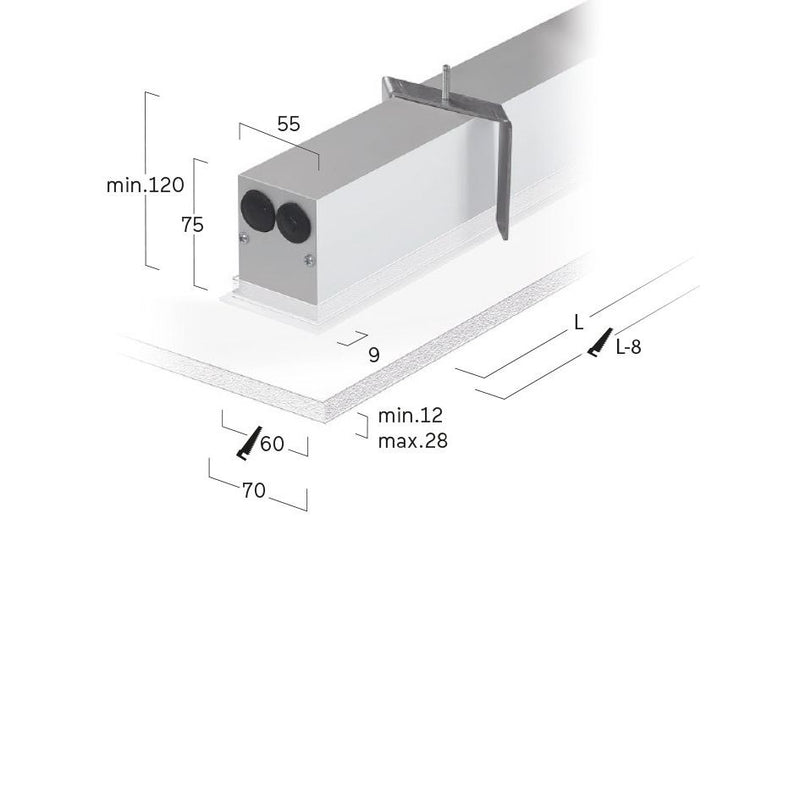 Lightnet - Decken-/Wandleuchte LED-Einbauleuchte LF3OEL-830H-L2075 3000K, silber