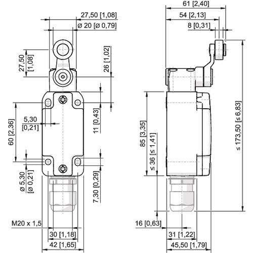 Stahl - Einzelpositionsschalter Positionsschalter 8070/2-1-D-U60 Drehhebel
