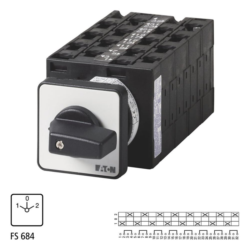 Eaton - Lastschalter Umschalter T3 32A Einbau T3-8-8364/E rastend 0-Stellung