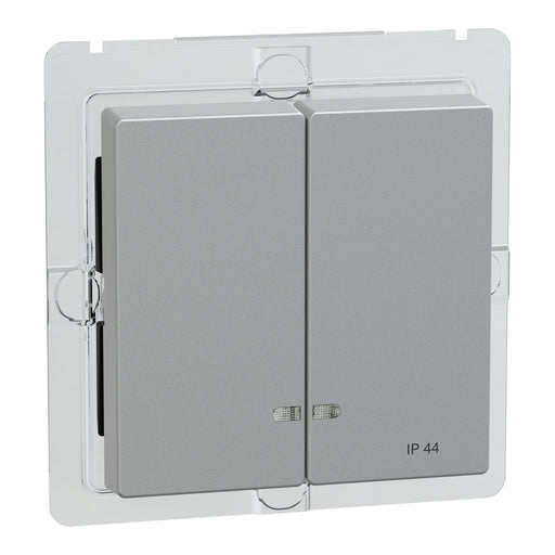 Merten - Abdeckung/Bedienelement für Installationsschalterprogramme Doppelwippe alu MEG3424-0460 Kontrollfenster IP44