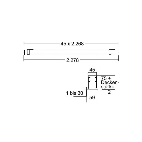 Brumberg Leuchten - Decken-/Wandleuchte Einbau-Profilleuchte 7429182032 2278 x 110 x 59mm