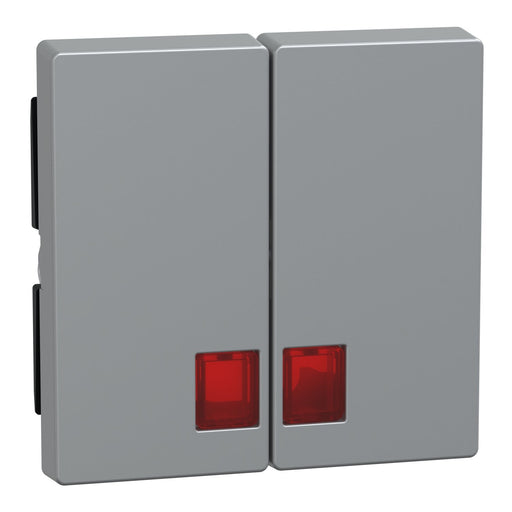 Merten - Abdeckung/Bedienelement für Installationsschalterprogramme Doppelwippe alu MEG3456-0460 mit Fenster (rot)