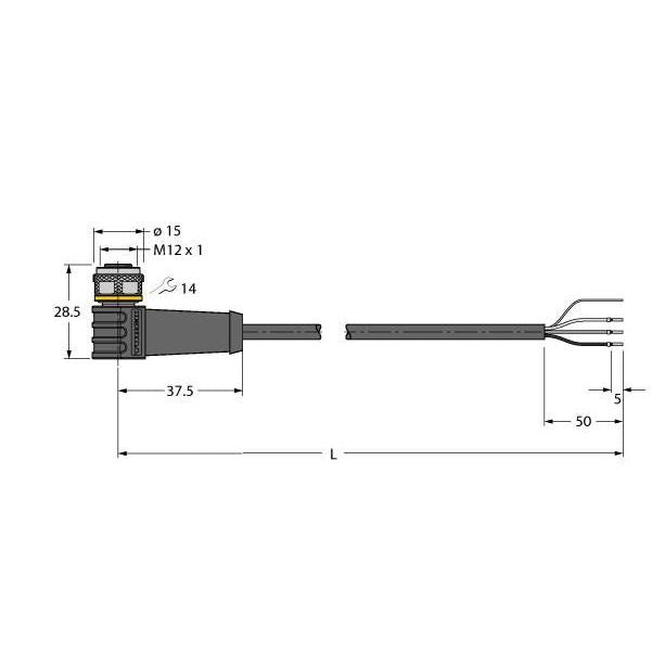 Turck - Konfektioniertes Sensor-Aktor-Kabel Anschlussleitung WKS4T-5/TEL PVC − 1 Stück