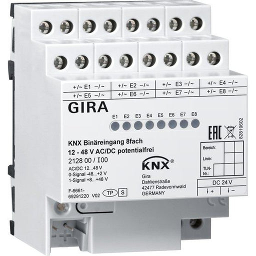 Gira - Bussystem-Binäreingang Binäreingang 8f. 212800 KNX 12-8V AC/DC