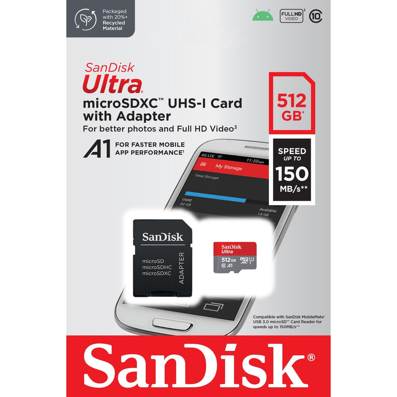 Sandisk - Speichermedium digital microSDXC Card 512GB SDSQUAC-512G-GN6MA Sandisk,Ultra,Class