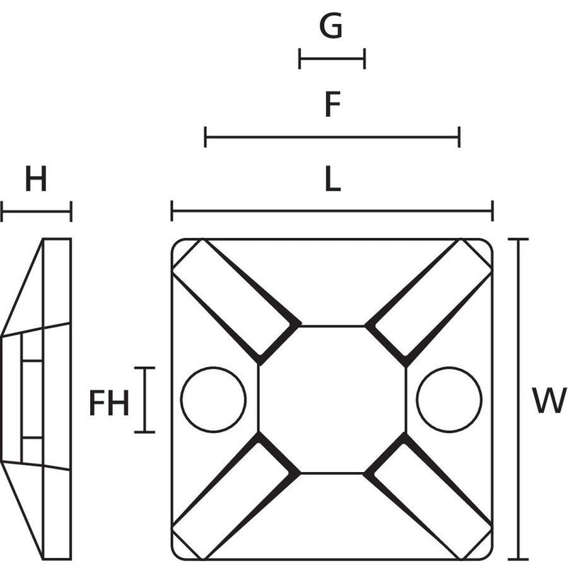 HellermannTyton - Befestigungssockel und -element für Kabelbinder Befestigungssockel MCMB4-PA66MP-BU-C1 detektierbar − 100 Stück