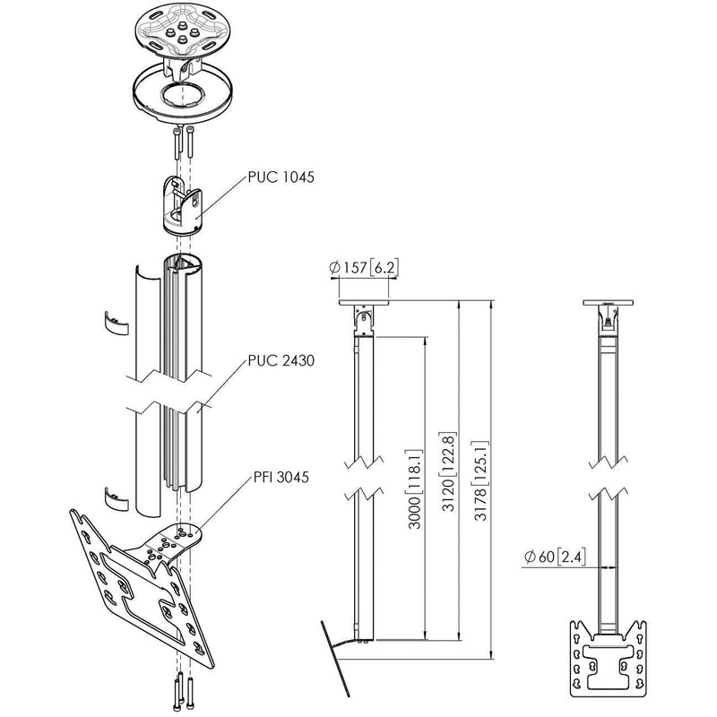 Vogels - Halterung für Audio-/Videosysteme Einzelprofil VESA 200x200 CT243022 si Connect-It,300cm