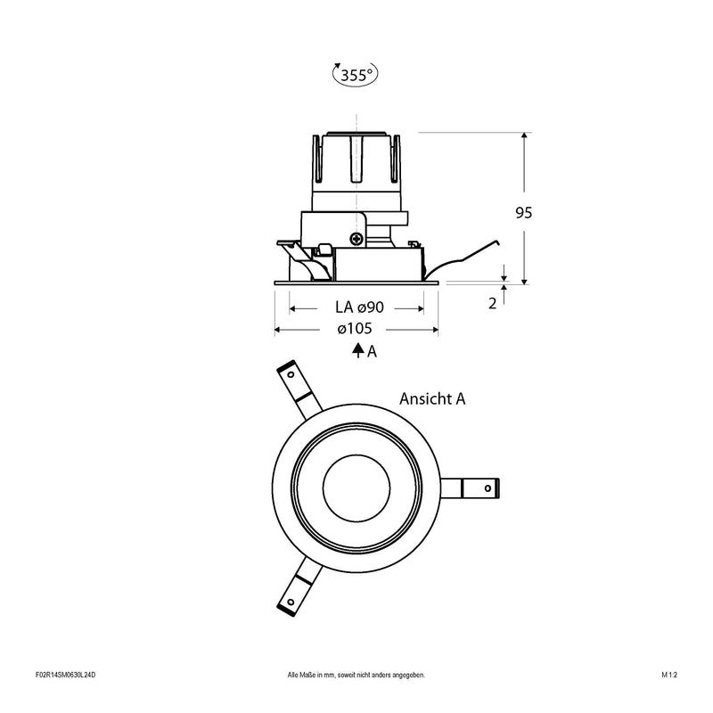 EVN Lichttechnik - Downlight/Strahler/Flutlicht LED-Einbauleuchte modular F02R14SM0630L24D Konfigurationstype