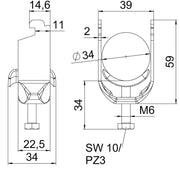 OBO Bettermann - Bügelschelle BS-N1-M-34 A2 28-34mm − 25 Stück