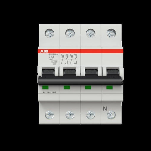 ABB Stotz S&J - Leitungsschutzschalter Sicherungsautomat S203M-C1,6NA 10kA 1,6A C 3p+N(4p)