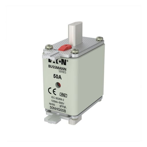 Eaton - Messersicherung Sicherungseinsatz Nieders. NH-SICHERU#50NHG00B 50A AC 500V 120kA − 3 Stück