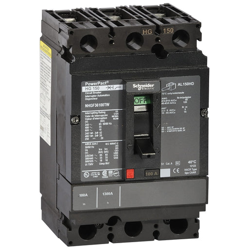 Schneider Electric - Leistungsschalter für Motorschutz PowerPact 150A TM100a NHJF36100TW 3P 65kA
