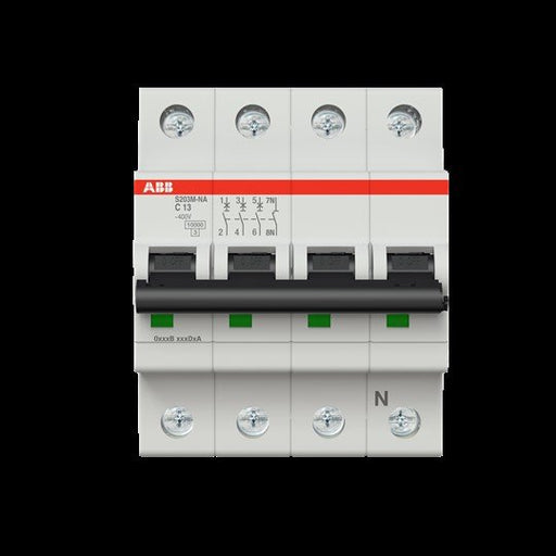 ABB Stotz S&J - Leitungsschutzschalter Sicherungsautomat S203M-C13NA 10kA 13A C 3p+N (4p)