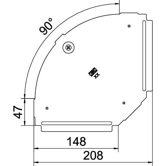 OBO Bettermann - Deckel Bogen für Kabeltragsystem Deckel für 90Grad-Bogen RBD 90 150 A2 B150mm, rostfrei