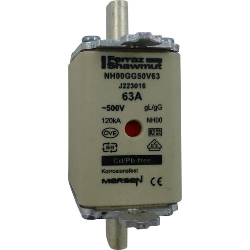 Mersen - Messersicherung NH-Sicherungseinsatz SF NH00GG50V63 Gr.00 gG 63A/500V KM