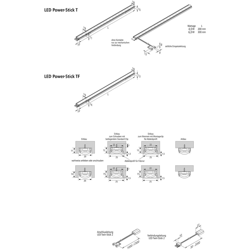 Hera - Decken-/Wandleuchte LED Power-Stick 20202390202 18 LED ww 300mm