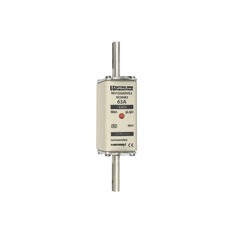 Mersen - Messersicherung NH-Sicherungseinsatz SF NH1GG69V63 Gr.1 gG 63A/690V KM − 3 Stück
