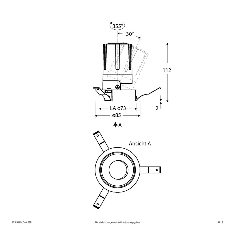 EVN Lichttechnik - Downlight/Strahler/Flutlicht LED-Einbauleuchte modular F01R14AM1340L38D Konfigurationstype
