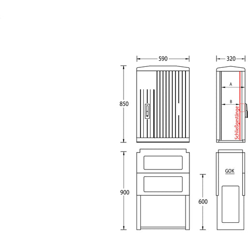 uesa - Gehäuse/Schaltschrank (leer) Normschrank IP44 A070-850 850x590x320mm